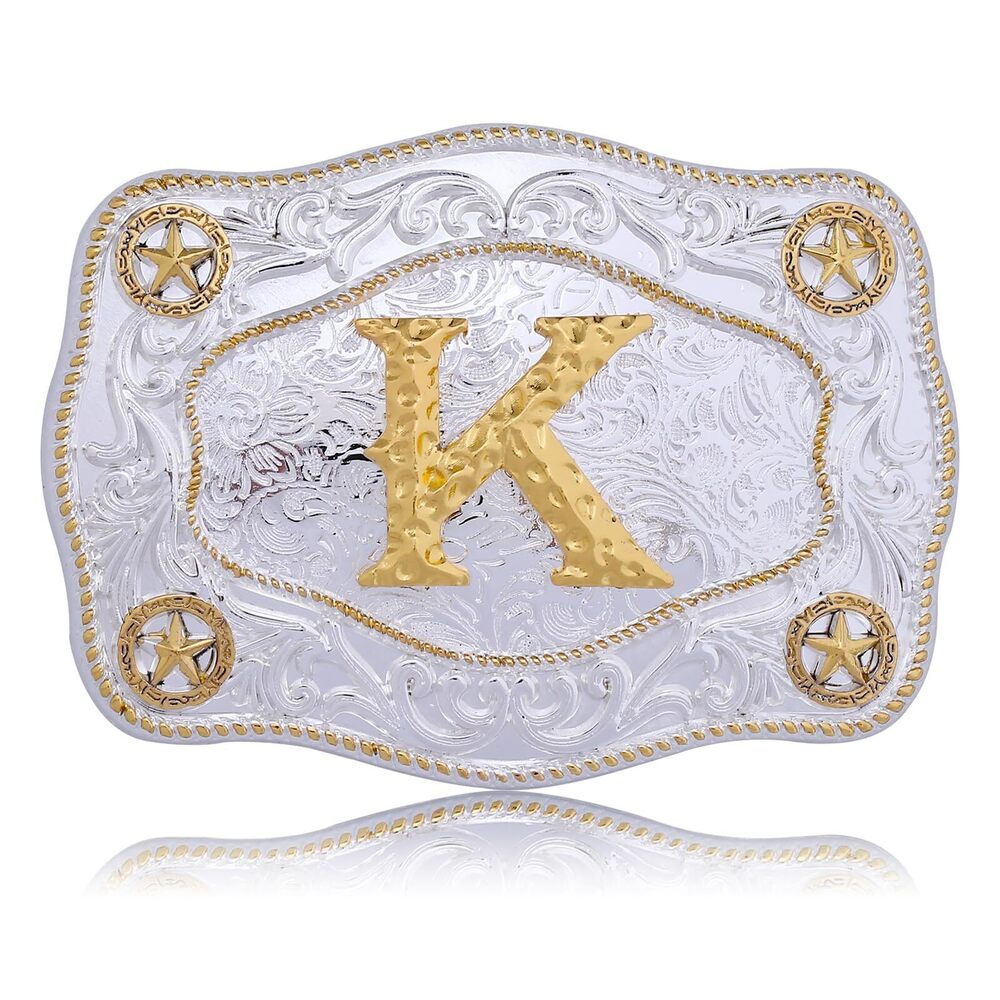 8126 Western Belt Buckles Initial Letters ABCDJMR to Z Large Gold Rodeo